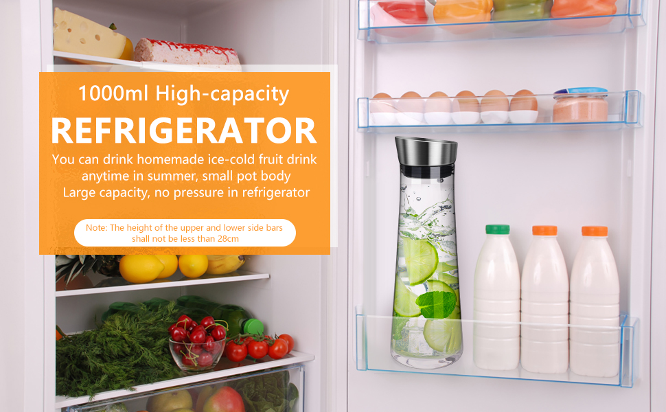 Скляна карафа з кришкою (1 літр) для напоїв: вода, чай, кава, молоко, вино