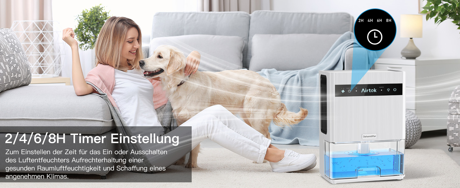 Електричний осушувач повітря Airtok 3000 мл, для спальні та підвалу, з таймером та автоматичним відключенням, 7 кольорів підсвічування