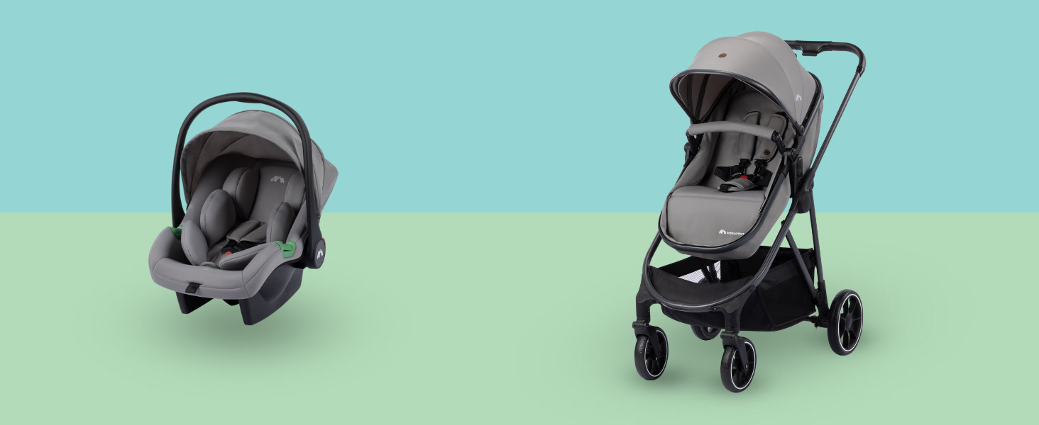 Дитяча коляска Bebeconfort Breeze Trio 3-в-1, 0-4 роки, до 22 кг, i-Size, компактна, сірий камінь