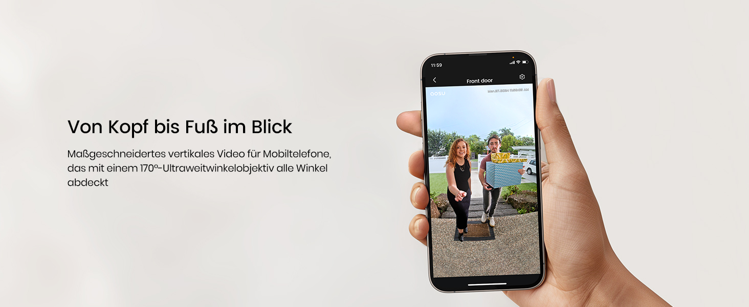 Бездротовий відеодомофон з камерою AOSU 2K HD з PIR-датчиком та детекцією пакунків, сумісний з Alexa