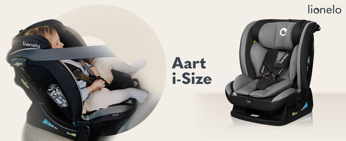 Автокрісло Lionelo AART I-Size для дітей 40-150 см, чорне, з регулюванням спинки та підголівника, R129 i-Size