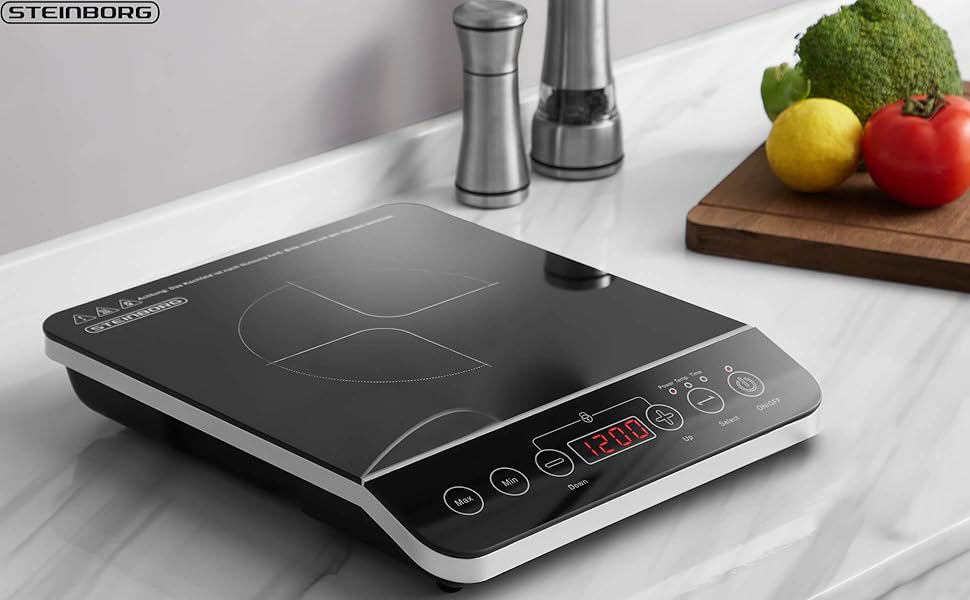 Індукційна плитка Steinborg 2000 Вт з сенсорним керуванням та захистом від перегріву | Електрична плитка для кухні