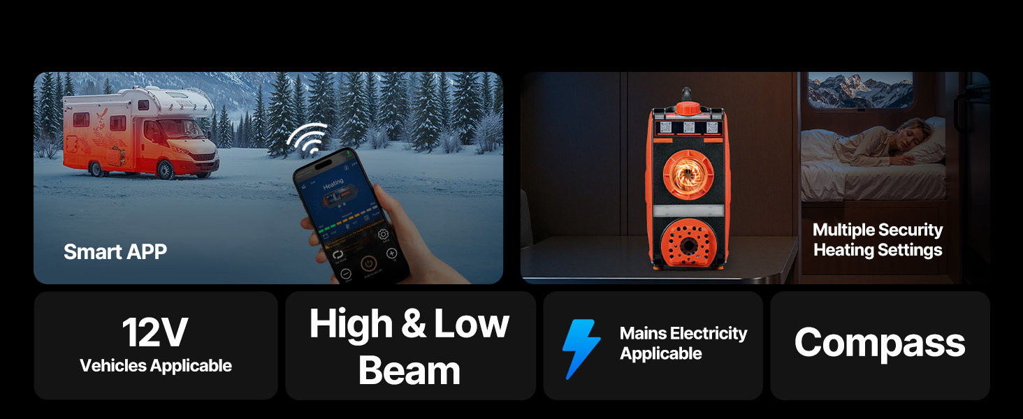 Дизельний опалювач VEVOR 8 кВт, 12/24 В, портативний з Bluetooth, пультом ДУ та LCD-дисплеєм, 5 л бак, для вантажівок та автодому