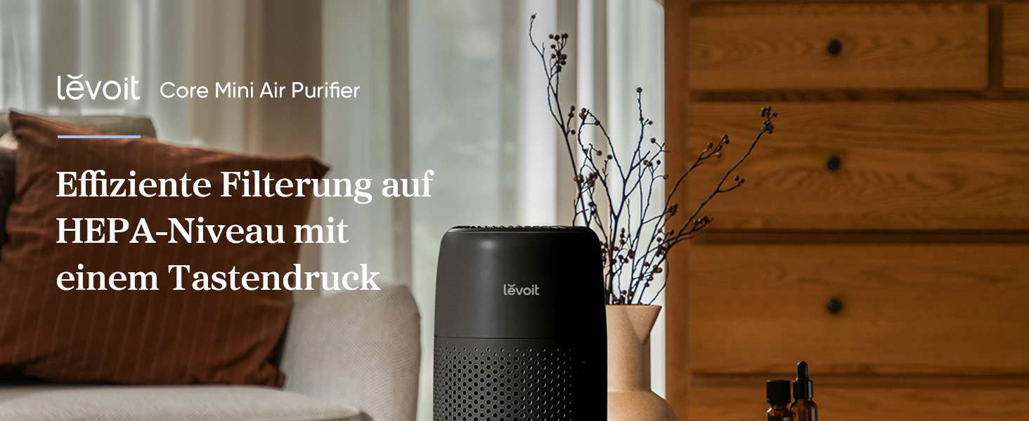 Повітряочисник LEVOIT Core Mini з ароматерапією, HEPA-фільтр, чорний