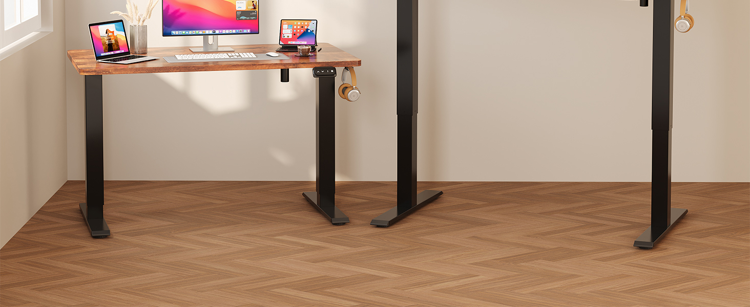 Електричний регульований стіл JUMMICO Standing Desk, висота регулюється, з функцією пам'яті, білий (180 x 80 см, коричневий)