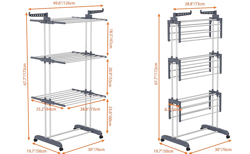 Сушарка для білизни HOMIDEC L 76x50x172 см сіра