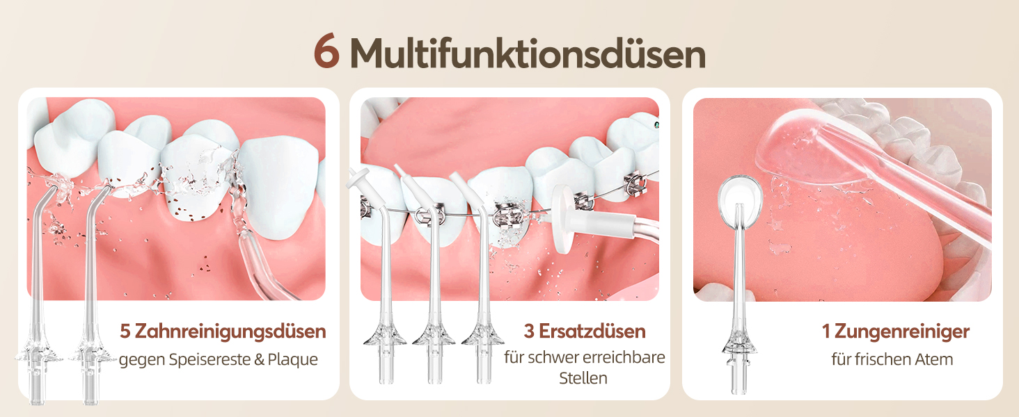 Іригатор для порожнини рота Munddusche - Тест-переможець 2024, професійний, з технологією мікробульбашок, регулювання тиску води, для чищення зубів та брекетів, білий