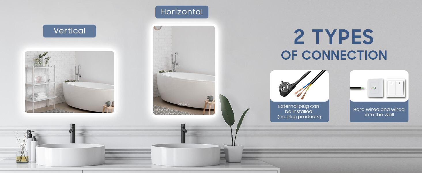 Дзеркало для ванної кімнати Habison з підсвічуванням, Bluetooth, 60x80 см, LED, протитуманне, 3 режими, диммування, IP44