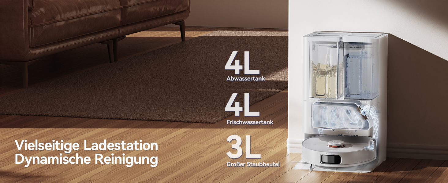 Робот-пилосос JONR T5 Pro з функцією миття, 8150Pa потужність всмоктування, сушка гарячим повітрям, антизаплутана бокова щітка, уникнення перешкод, LiDAR-навігація, док-станція All-in-One