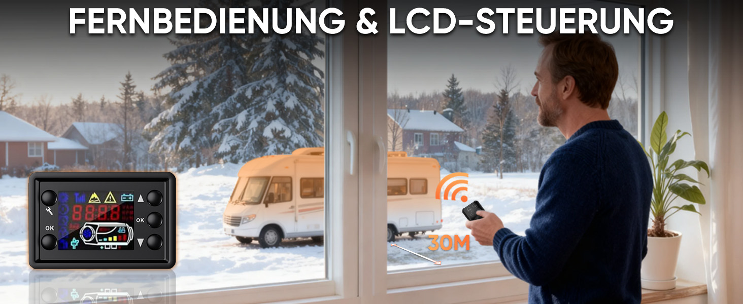 Дизельний опалювач LDHTHOPI 8 кВт, 12/24V з таймером, LCD-дисплеєм та пультом керування. Швидкий нагрів, 4.5L. Економія енергії для гаража, кемпінгу, автодому (Помаранчевий)