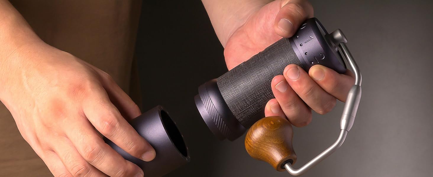 Кавомолка ручна 1Zpresso J-Ultra, сірий колір, конічні жорна, складний руків'я, магнітний контейнер 40г, регулювання помелу, швидка кавомолка для еспресо