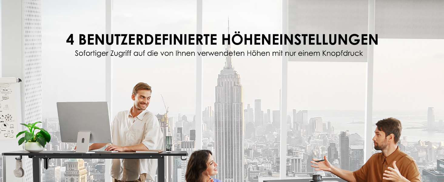 Електричний регульований стіл ErGear 140x70 см, чорний, з пам'яттю, для дому та офісу