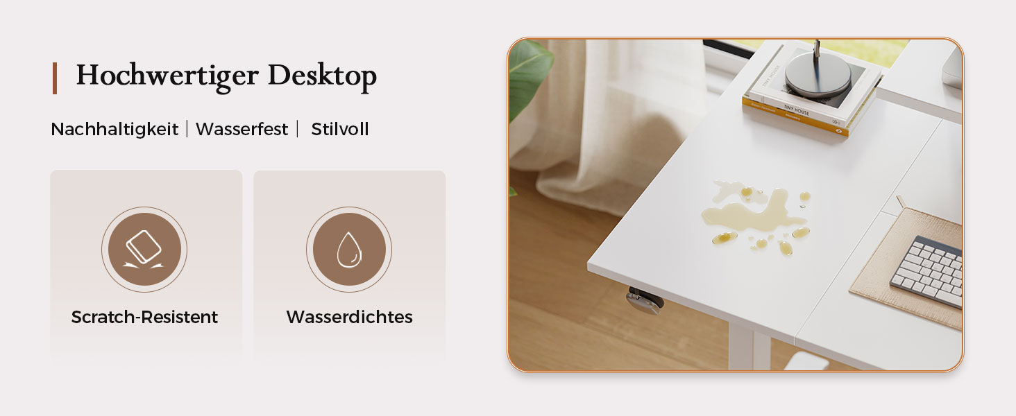 Регульований по висоті письмовий стіл Klicelor з LED-підсвіткою та розетками, 160x80 см, білий — геймерський стіл для офісу з підставкою під монітор та стільницею з 3 частин