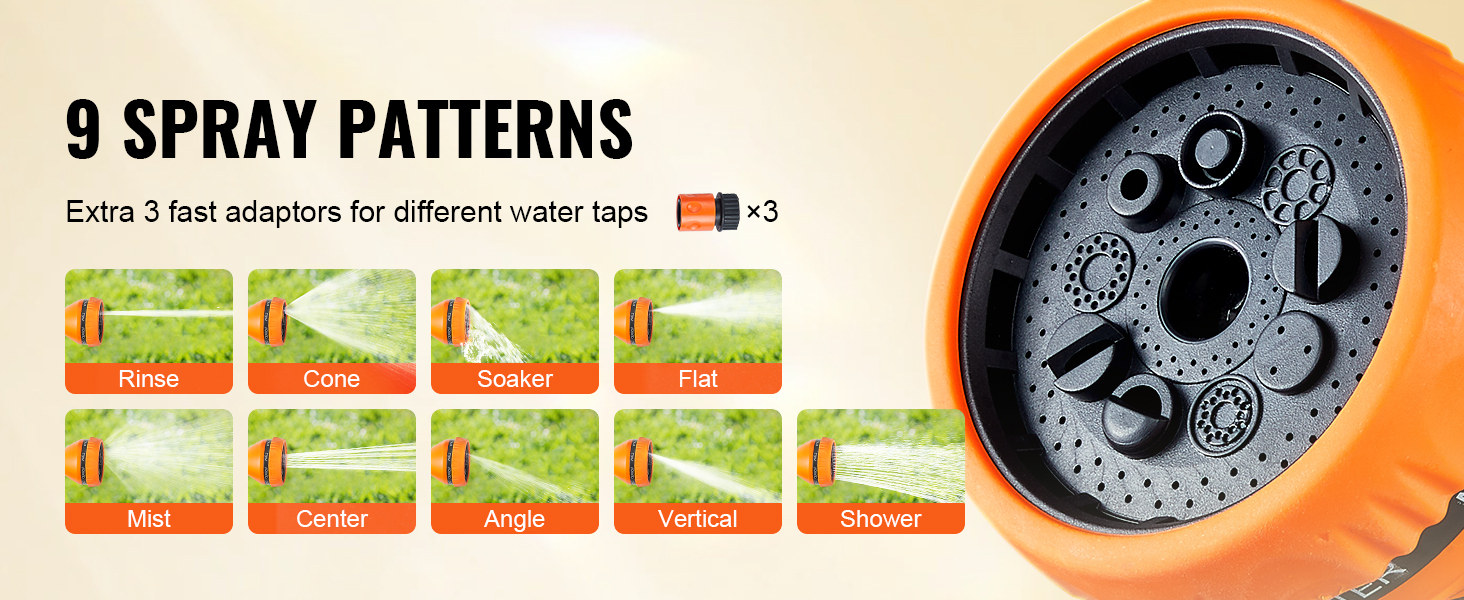 Шланг для поливу VEVOR 35 м з підключенням 12 мм з кріпленням на стіну, ручкою та автоматичним змотуванням. Комплектується розпилювачем з 9-ма режимами. Ідеально для поливу та миття автомобіля.