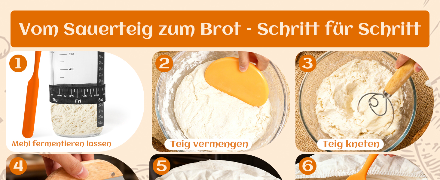 Набір для закваски з плетеного ротангу: корзини (23см круглі, 25см овальні), скребок для тіста, тканинний вкладиш, мішалка та інше | Професійне аксесуар для випічки хліба