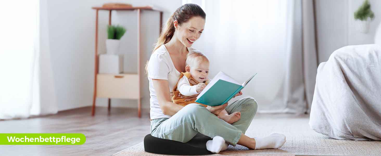 Ортопедична подушка для сидіння AUVON кругла з подвійною U-подібною формою для копчика та геморой, розвантажувальна подушка для офісного крісла та авто, 47*37*7.8 см