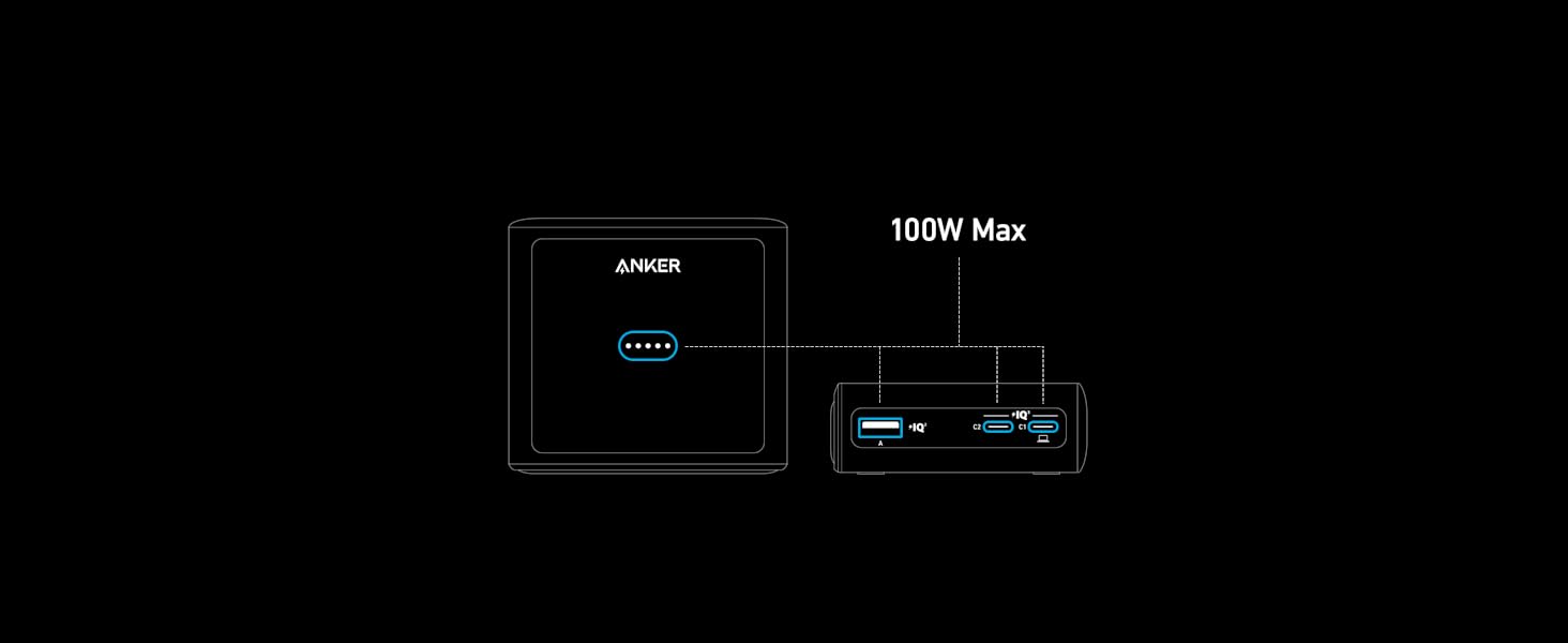 Зарядна док-станція Anker для Anker Prime Power Bank, швидка зарядка 100 Вт з 4 портами, для MacBook Pro/Air серій, iPhone 14/13 серії, Galaxy, AirPods та інших (Power Bank продається окремо)