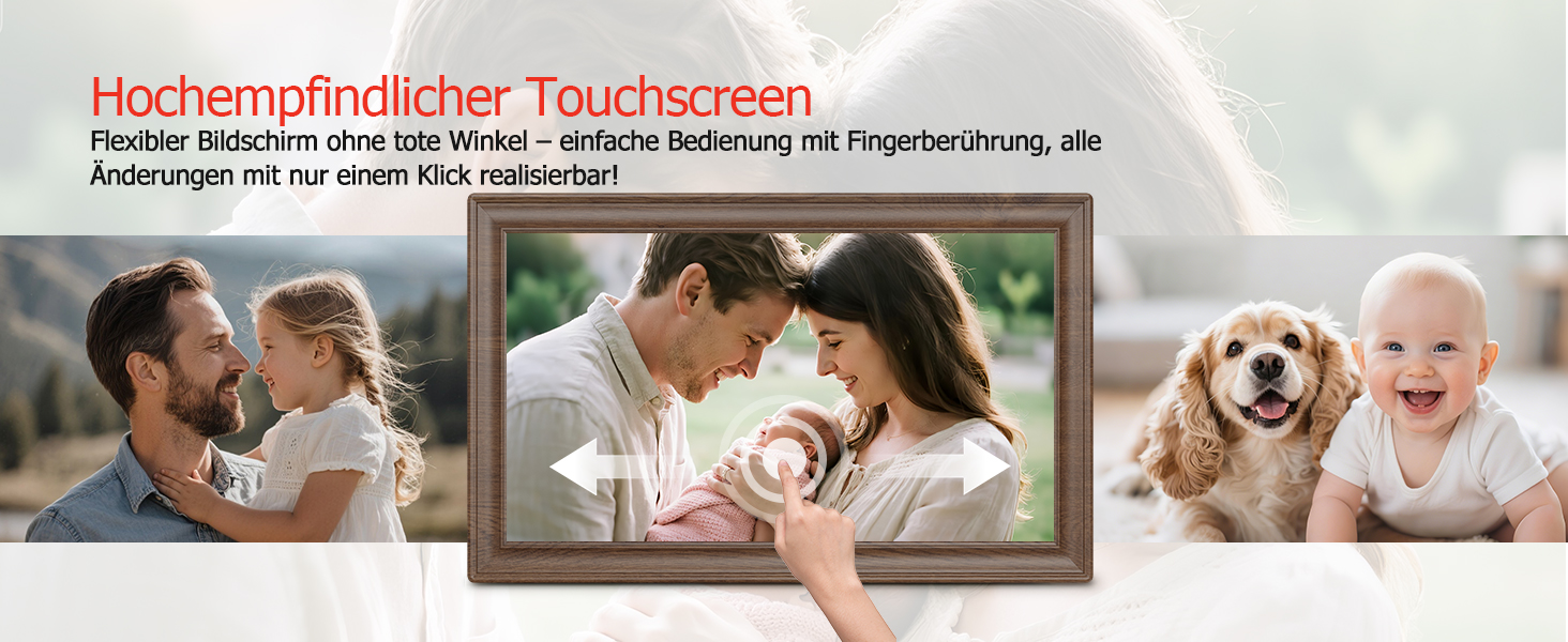 Цифровий фоторамка Frameo 10.1 дюйма з Wi-Fi, сенсорний IPS екран HD 1280*800, 32GB пам'яті, автоповорот, підтримка Frameo App для зручного обміну фото та відео, корпус з дерева (15.6 дюймів)