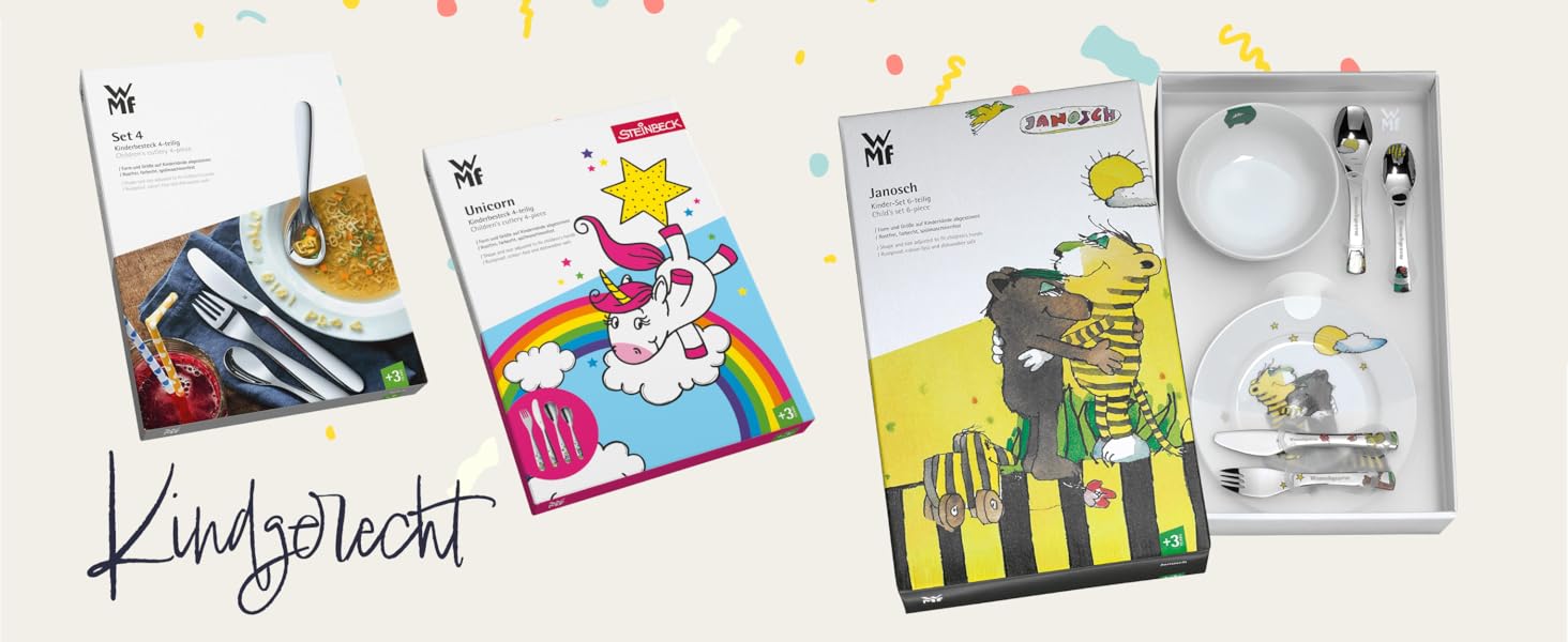 Дитячий столовий набір Janosch від WMF з гравіюванням імені - 4-х частинний, для дітей від 3 років