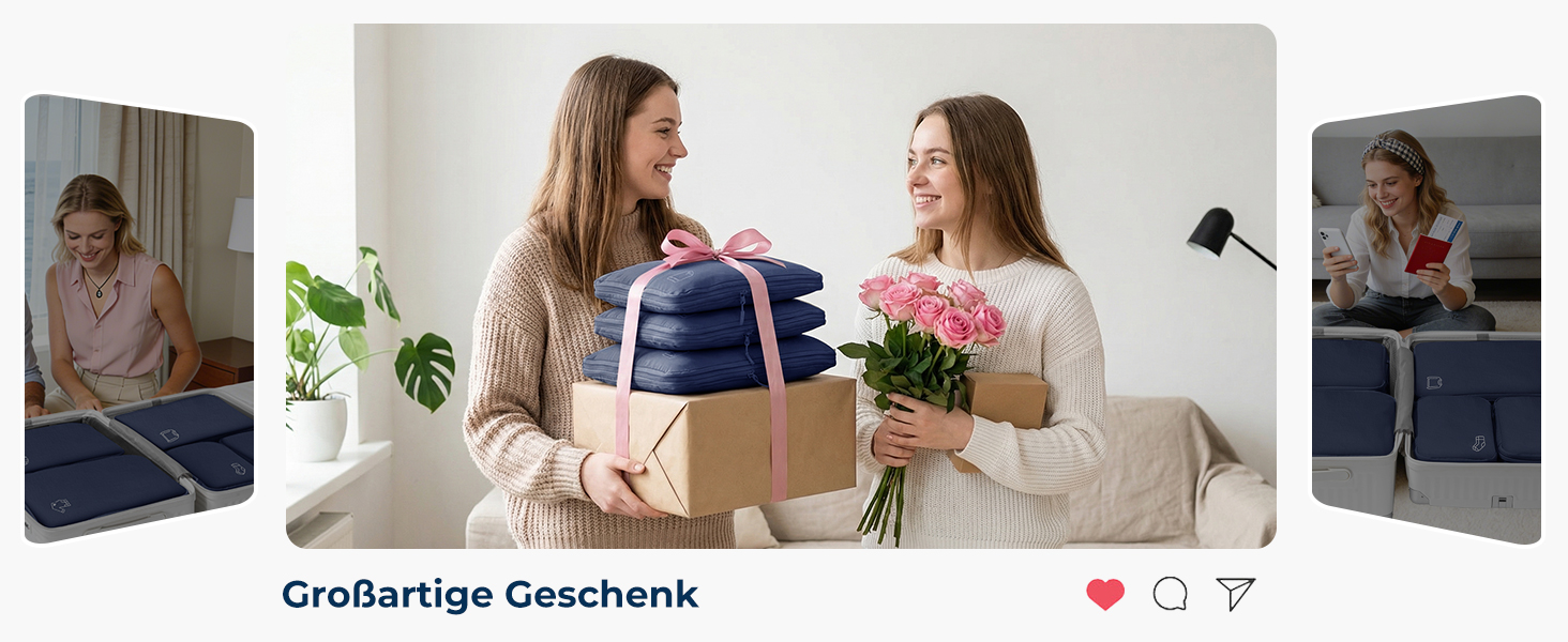 Набір компресійних органайзерів для одягу в дорогу (5 шт), нейлонові дорожні сумки-кубики для валізи та рюкзака, темно-синій