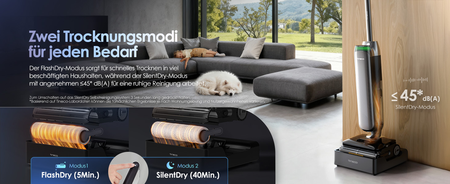 Tineco Floor One S9 Artist Steam Pro: Акумуляторний пилосос для вологого та сухого прибирання, 22000 Па, анти-заплутування, сушка гарячим повітрям 85°C, 50 хв роботи, для твердих поверхонь, шерсті тварин