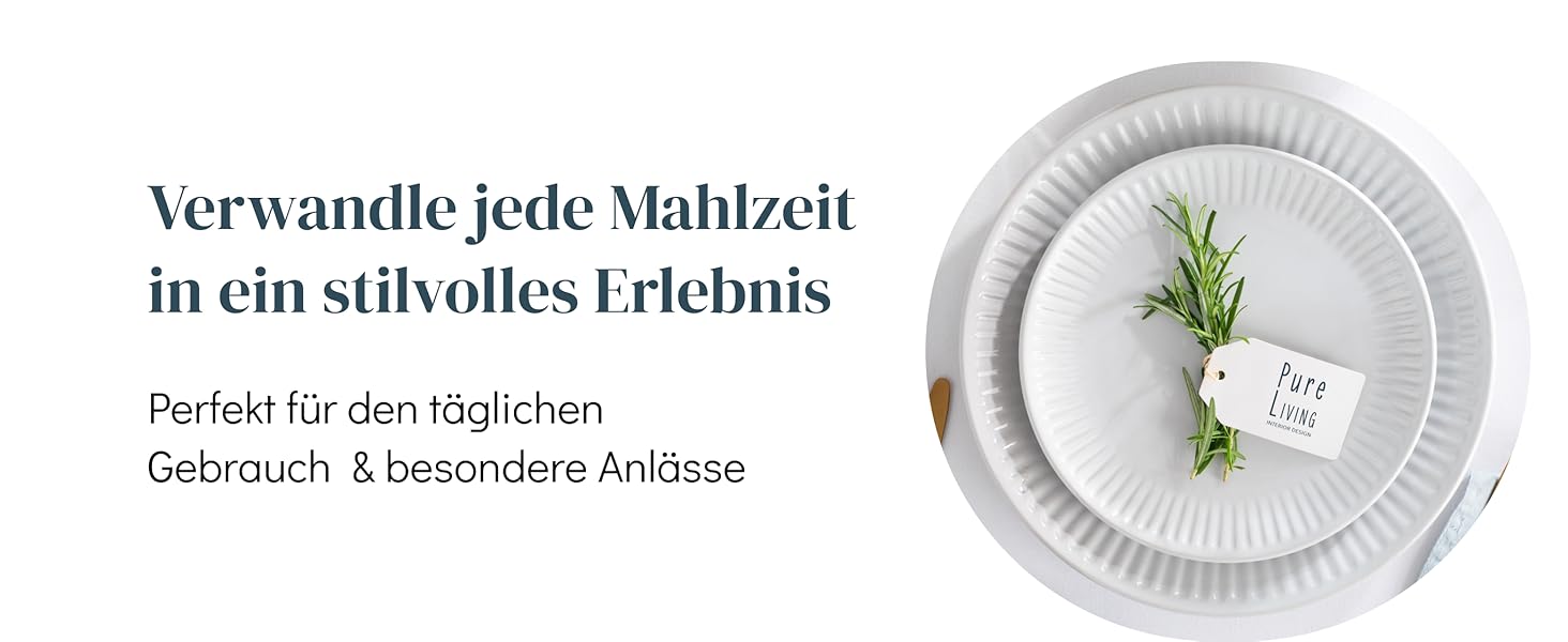 Набір посуду Steingut Hygge 24 шт. для 6 осіб (світло-сірий), Tafelservice, Pure Living, TESTSIEGER