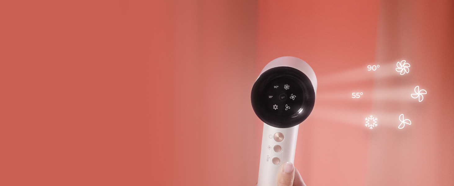 Фен Cecotec DryGlam Waves Champagne з безщітковим мотором та Plasmatechnologie, 1600W, 110000RPM, 4 насадки, Coanda-ефект, цифрова панель, інтелектуальне регулювання температури, функція пам'яті