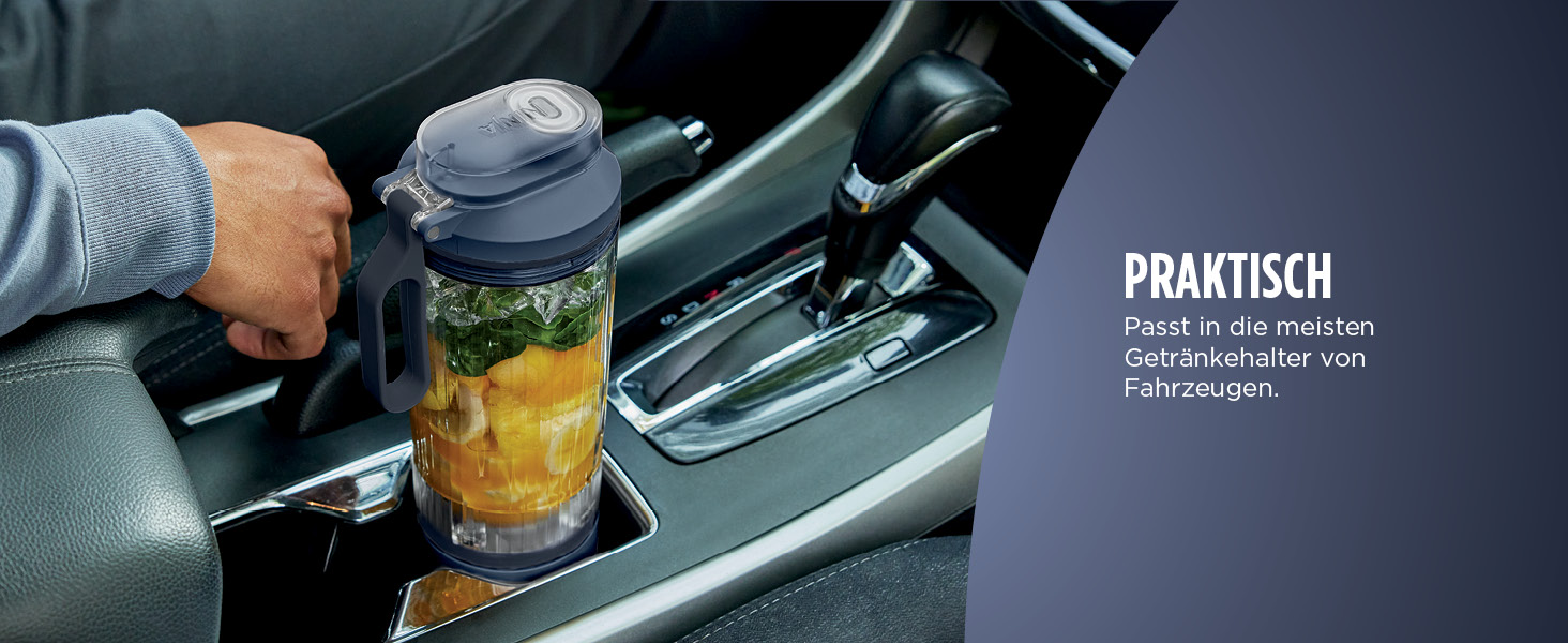 Портативний блендер Ninja Blast Max - 570 мл, акумуляторний, з чашею та кришкою, 3 функції, для смузі та протеїнових коктейлів (Marineblau)