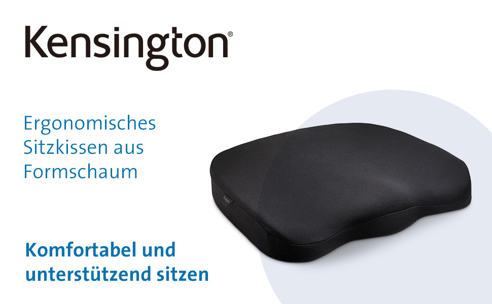 Ортопедична подушка для сидіння Kensington K55807WW з охолоджуючим гелем для спини та попереку, підтримка постави, для профілактики ішіасу, чорна