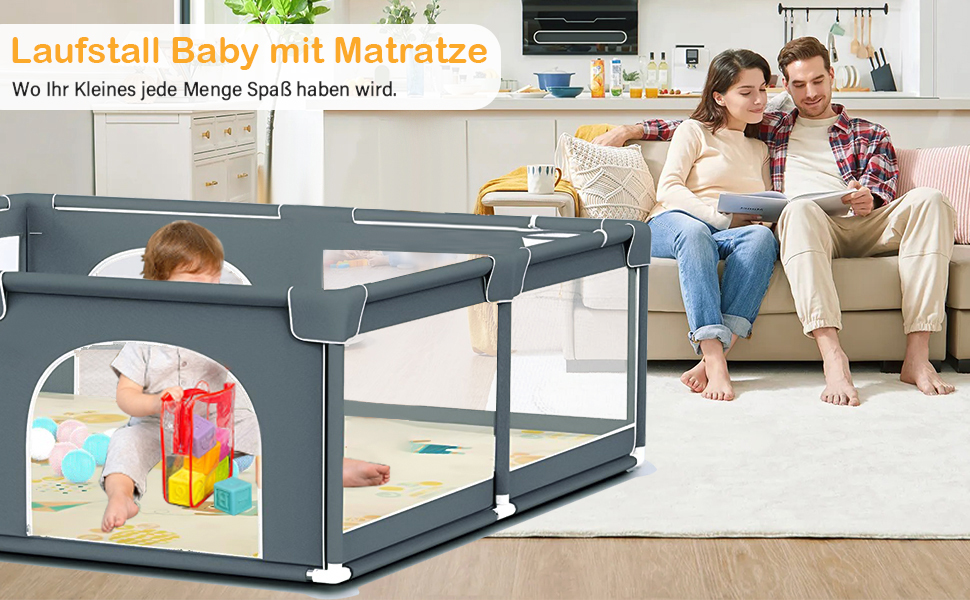 Манеж Baby з матрацом 180х150 см, Манеж дитячий з ямою для куль 50, 4 ручки, дверцята на блискавці, сітка-кошик і дихаюча сітка, Дуже великий дитячий манеж з сумкою для зберігання 180х150см (з килимком)