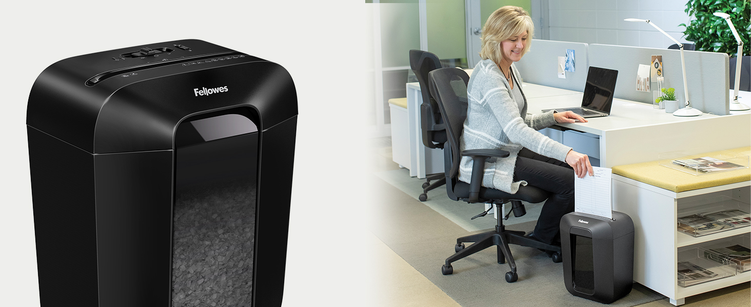 Fellowes шредер для документів, P4, чорний, 15л, для дому та офісу, знищення кредитних карт, 8 листів