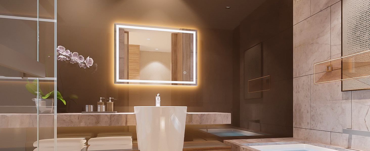 Дзеркало для ванної кімнати Dripex LED з підсвічуванням, сенсорна кнопка, протизапітніння, 6400K, енергозбереження, 50x70 см