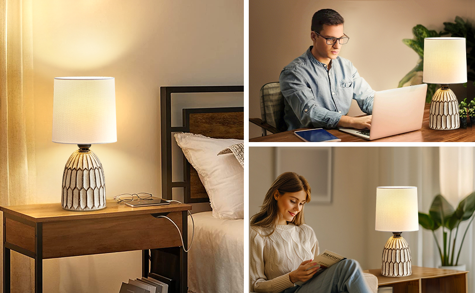 Настільна лампа GyroVu 2 шт. з ротангу, Бохо стиль, цоколь E27, для спальні, вітальні, читання