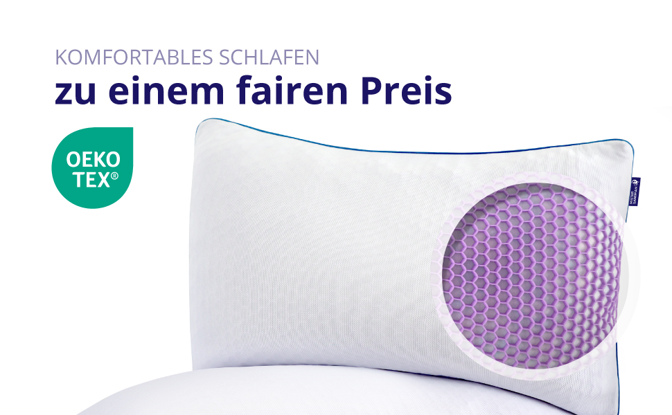 Подушка Mister Sandman 40x80 см, ортопедична з Memory Foam та Honeycomb GelFlex Grid, дихаюча та пральна, для сну на боці, спині та животі, набір 1 шт.