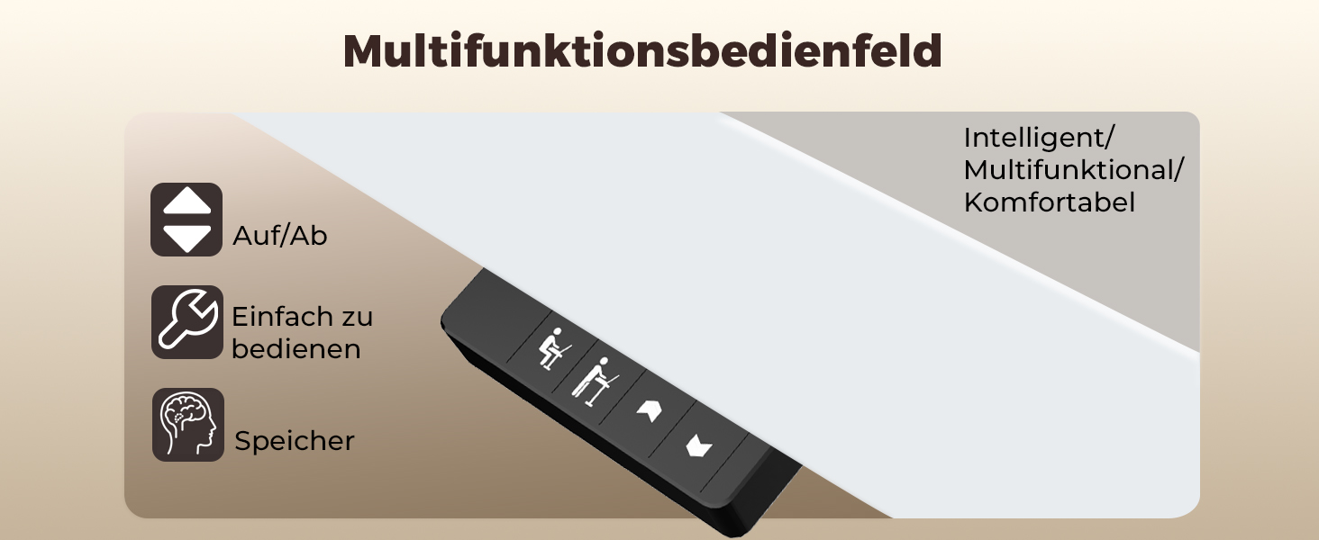 Регульований по висоті письмовий стіл для дому та офісу з пам'яттю на 2 пресети, стіл для ігор та роботи, колір вінтажний коричневий (100 x 60 см)