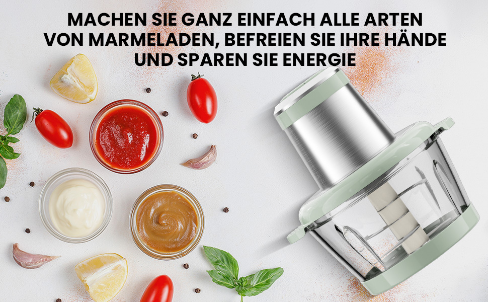 Електричний подрібнювач для кухні ESoundvol 400W з чашею 2л та 4 лезами з нержавіючої сталі - для м'яса, овочів, горіхів, дитячого харчування