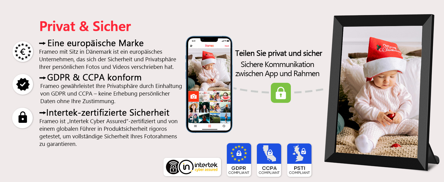 Цифровий фоторамка FRAMEO WLAN 32GB: 10.1 дюймовий Smart Cloud-фоторамка з IPS LCD сенсорним екраном та автоматичним поворотом