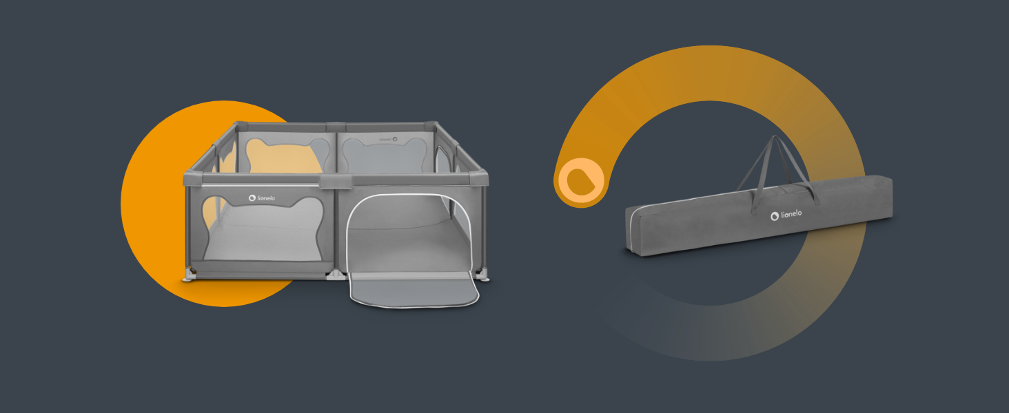 Дитячий манеж LIONELO WILLOW Beige XL, 187x207x68 см - велика площа, сітчасті стінки