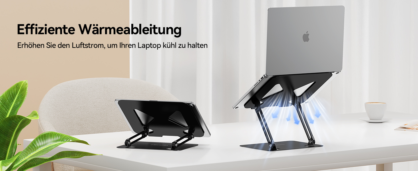 Підставка для ноутбука TECKNET, металева, регульована, 10-17.3 дюймів, чорна