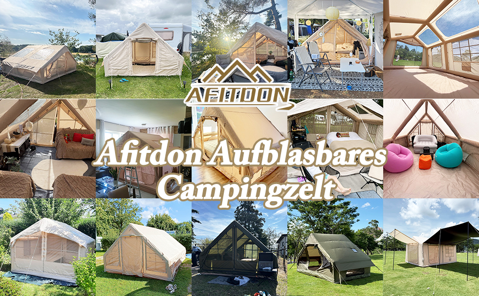 Надувний кемпінговий намет з димоходом та вікном, для 2-10 осіб з насосом, Oxford тканина, швидкозбірний, всесезонний