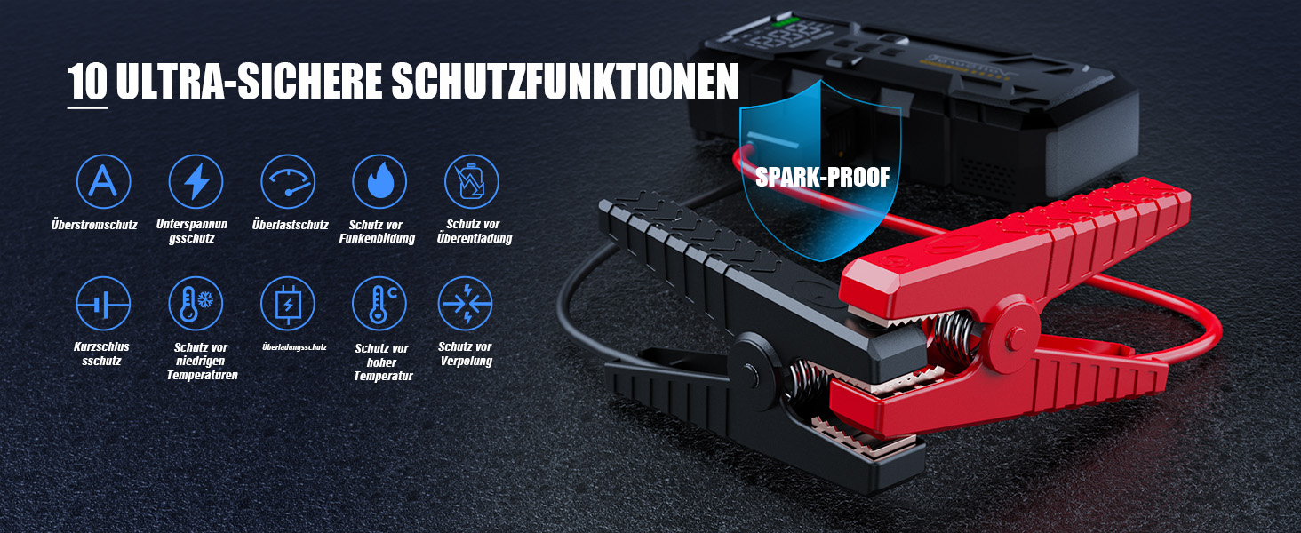 Powerbank Starthilfe 7000A з компресором та LED-ліхтариком: 160PSI, 12V для бензинових та дизельних авто (10L)