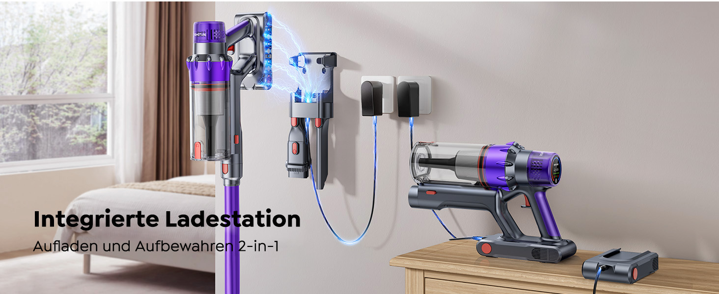 Акумуляторний пилосос SMOTURE 50000 Па, 65 хв роботи, з турбощіткою, для шерсті тварин, килимів, підлоги, авто - фіолетовий