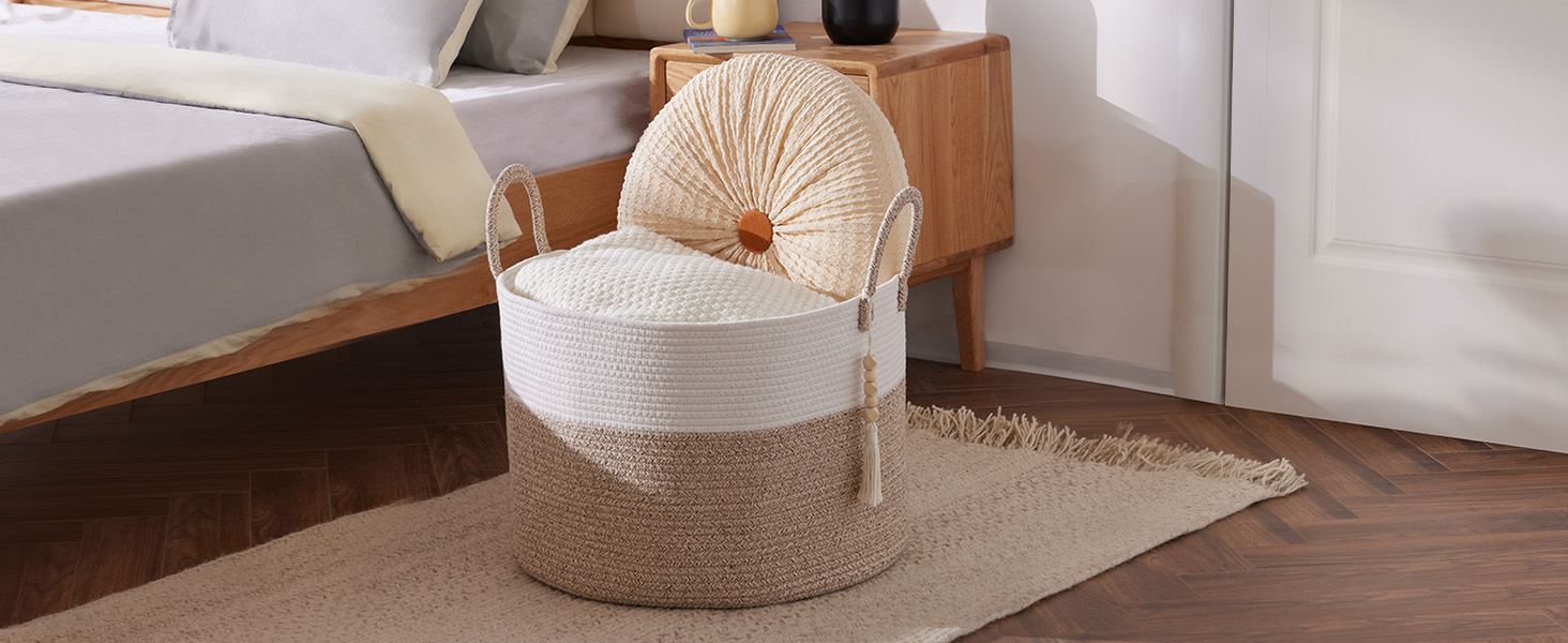 YOUDENOVA Плетіний кошик для білизни великий 65л, кошик для зберігання, кошик для ковдр, іграшок, для вітальні, дитячої кімнати, коричневий 50x33 см