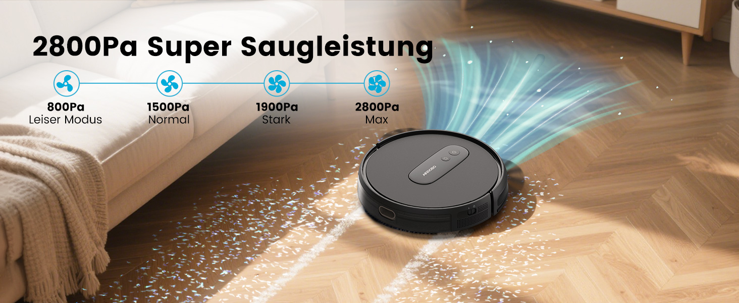 Робот-пилосос AIRROBO P25: потужність 2800Pa, для тварин, керування через додаток, 120 хвилин роботи, з пультом, чорний