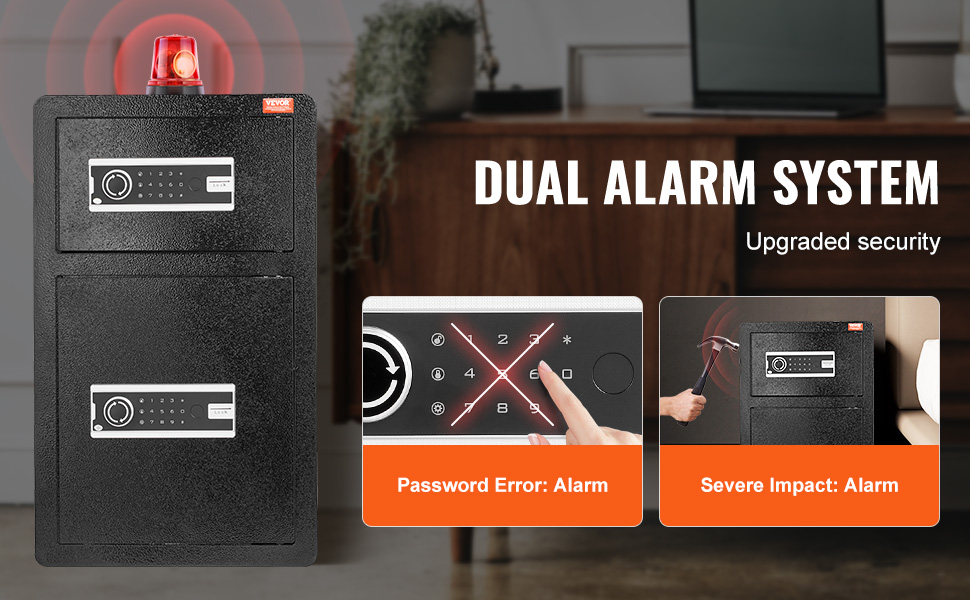 Сейф VEVOR з вогнестійким кишеням, 3,5 кубічних футів, 2 перегородки, цифровий сейф для дому, чорний, 1 дверцята (2 відділення)