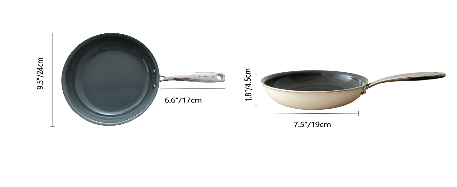Набір каструль Cookersway: 20, 24, 28 см, керамічне покриття, без PTFE, PFOA, PFAs, для плити та духовки