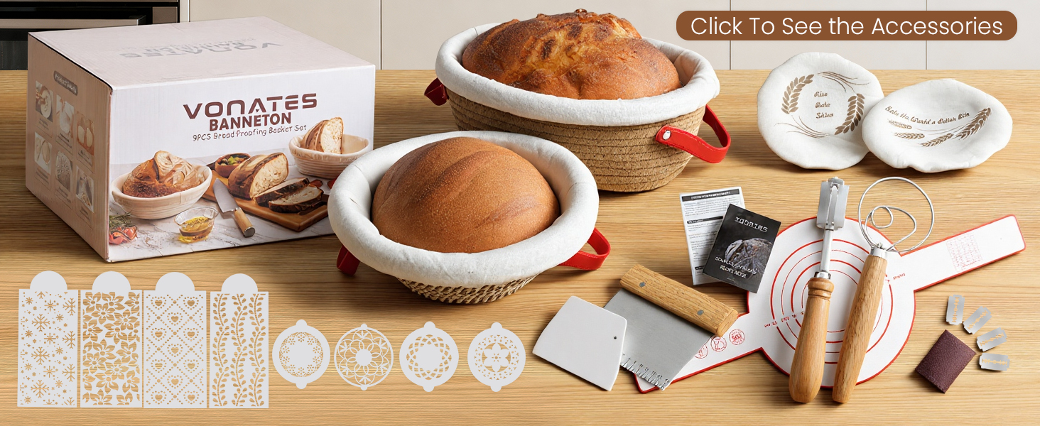 Набір для випічки хліба: корзинка з бавовняного шнура, набір для закваски, аксесуари для випічки, дріжджовий міксер, скребок для тіста, для початківців