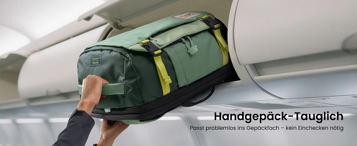 Дорожній рюкзак tomtoc 28L/40L для подорожей та перельотів, TSA-сумісна ручна поклажа (Moosgrün-ripstop)