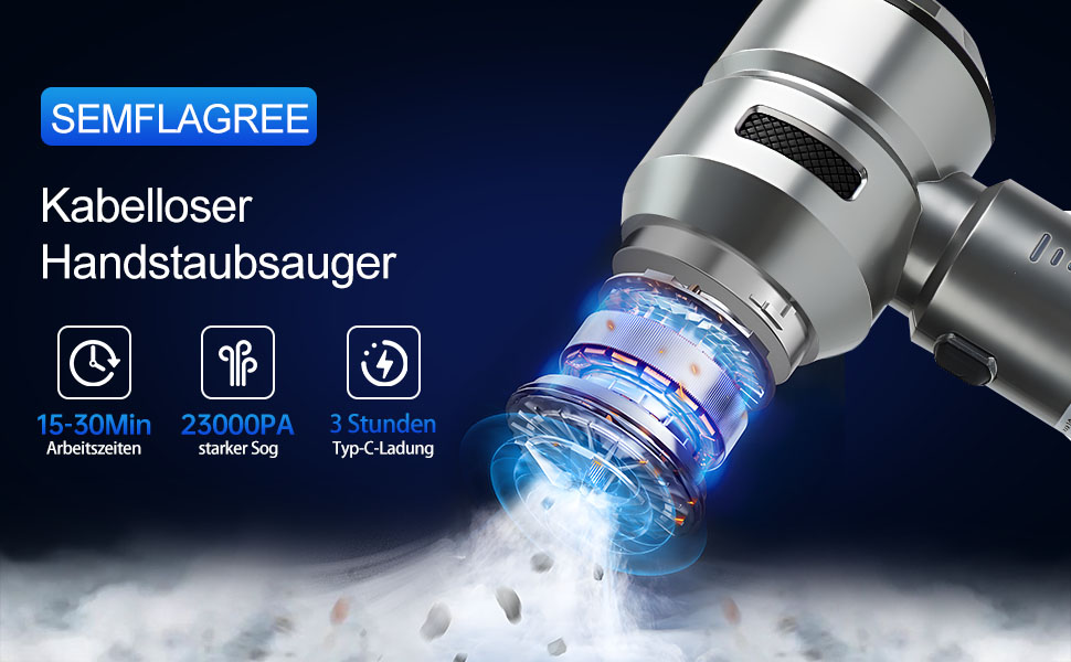 Бездротовий портативний автомобільний пилосос, потужний циклонний міні-пилосос 23000Па з USB-зарядкою для авто, дому та офісу, сріблястий