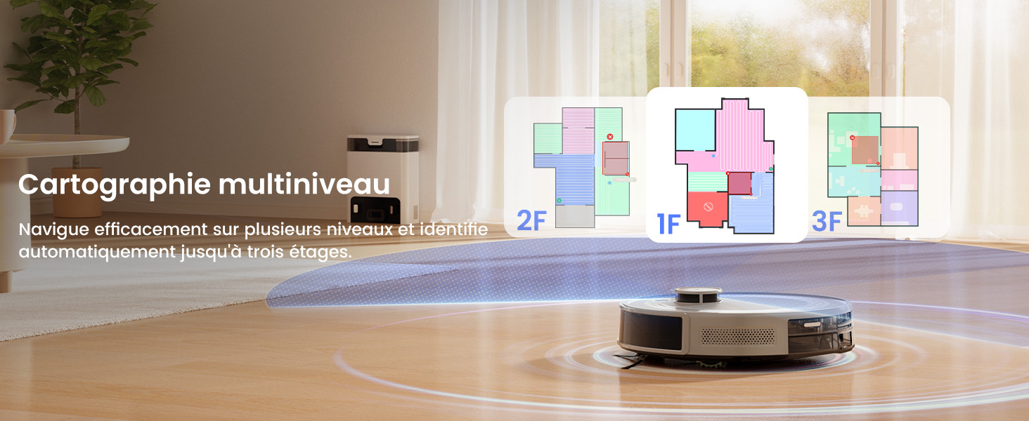 Робот-пилосос LEFANT M2 Plus з картографією, лазерною навігацією, 6000Pa, персоналізованим прибиранням, WiFi/App/Alexa, чорний (M2 Pro Grey)